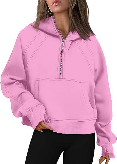 Zipper Hoodies Sweatshirts With Pocket Loose Sport Tops Long Sleeve Pullover Sweaters Winter Fall Outfits Women Clothing GlamzLife