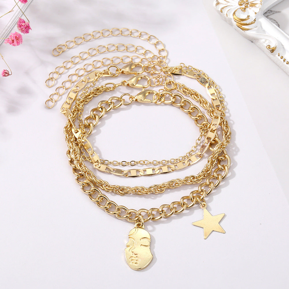 Retro Five-pointed Star Bracelet Four-piece Set GlamzLife