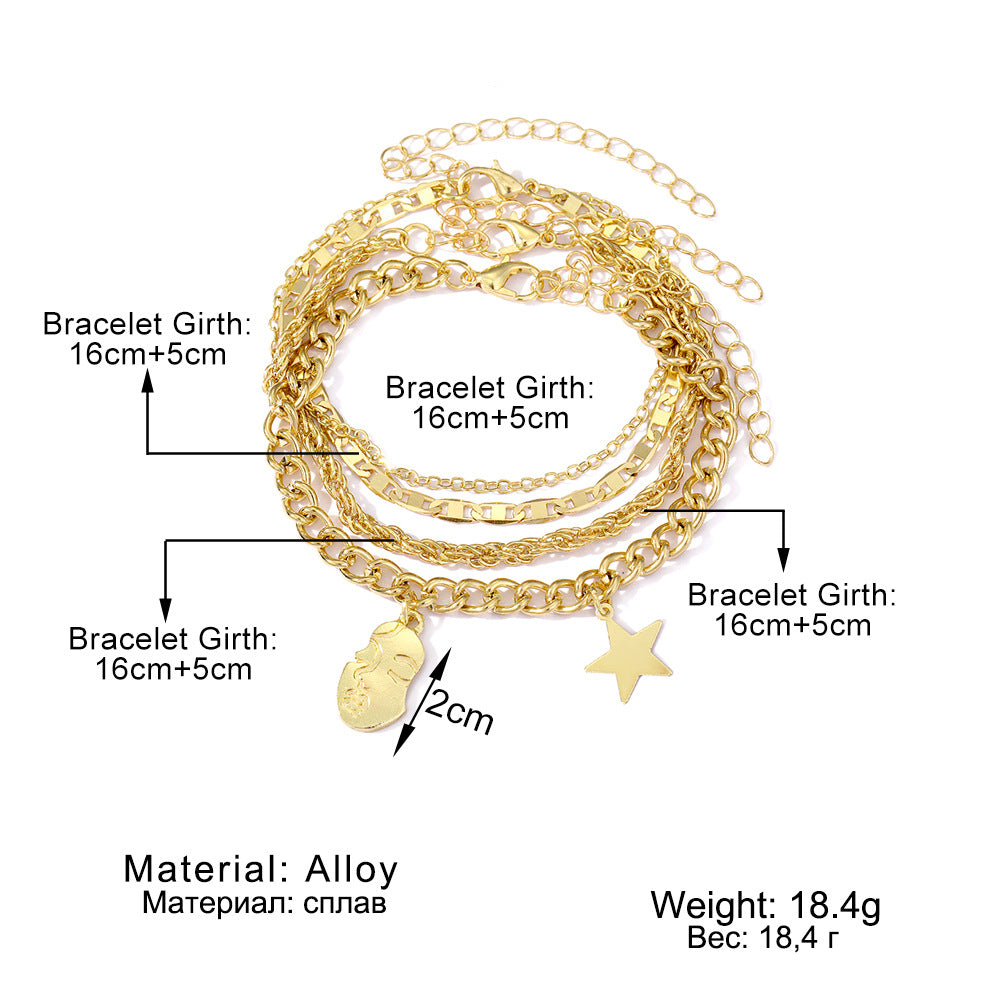 Retro Five-pointed Star Bracelet Four-piece Set GlamzLife