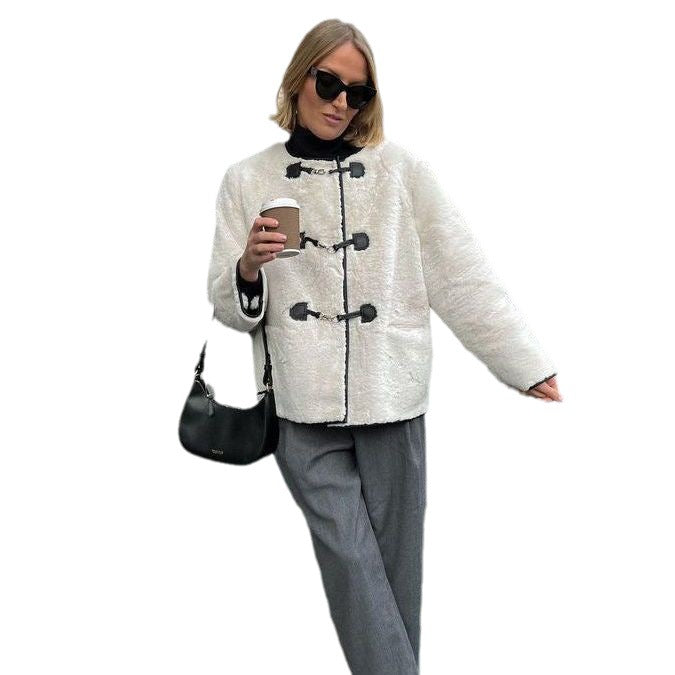 Fashion Cashmere Women's Metal Lock Catch Design Cardigan Jacket GlamzLife