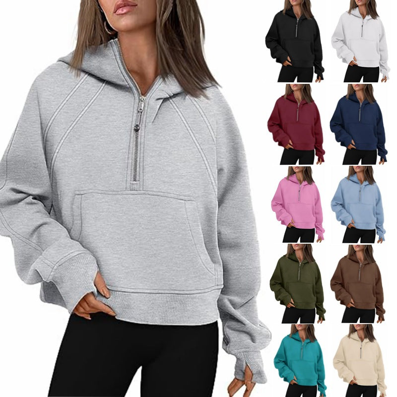 Zipper Hoodies Sweatshirts With Pocket Loose Sport Tops Long Sleeve Pullover Sweaters Winter Fall Outfits Women Clothing GlamzLife