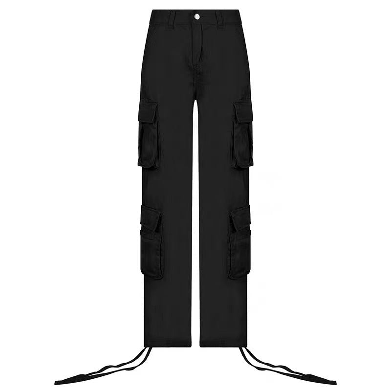 Street Hip-hop Trousers With Pockets Low Waist Overalls Fashion Casual Cargo Pants GlamzLife