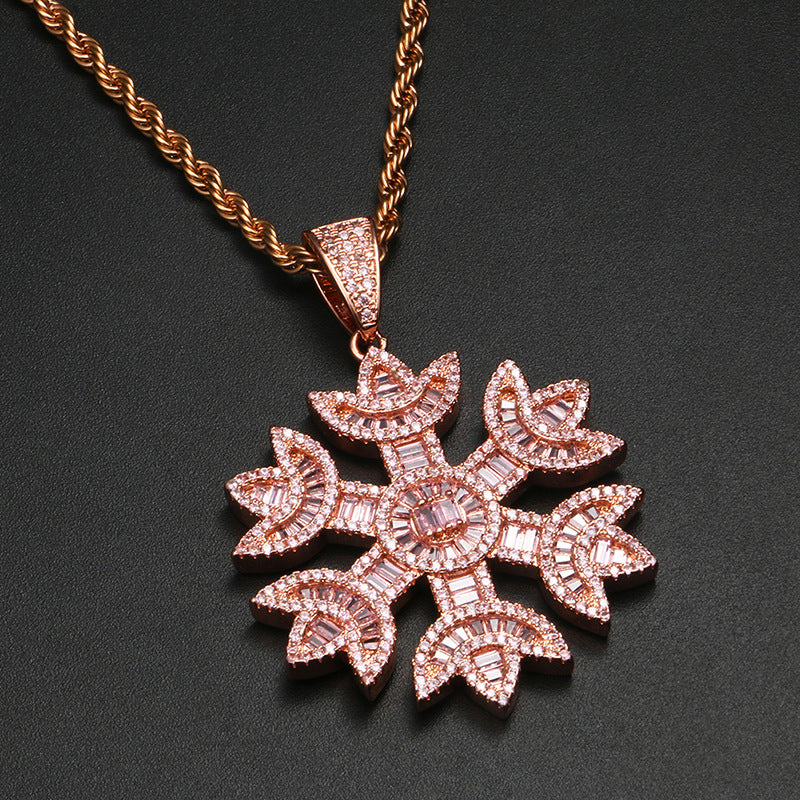 Zircon Snowflake Necklace Creative Pendant GlamzLife