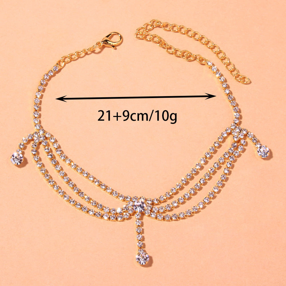 Flow Rhinestone Multi-layer Anklet Ins Style Ornament | GlamzLife