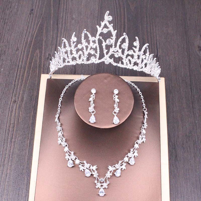 Bridal Rhinestone Crown Necklace Set Wedding Accessories GlamzLife