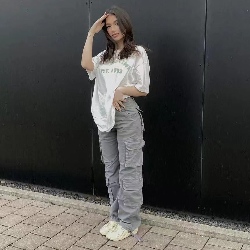 Street Hip-hop Trousers With Pockets Low Waist Overalls Fashion Casual Cargo Pants GlamzLife