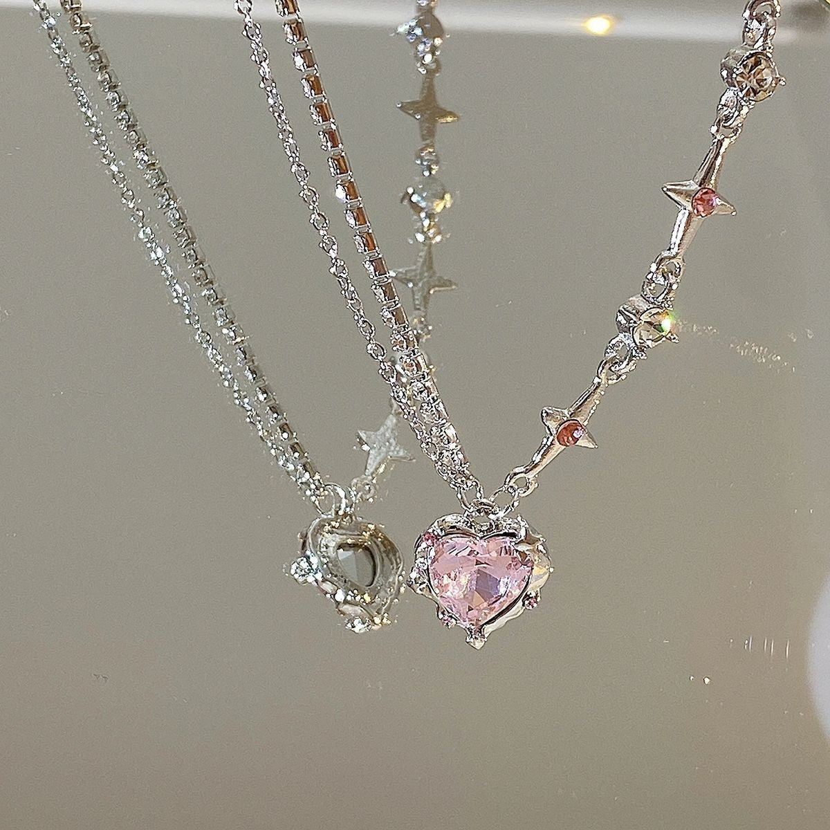 Women's Love Planet Pink Diamond Love Necklace GlamzLife