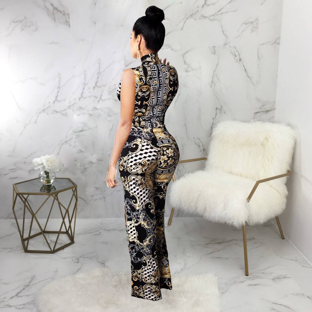 Abstract Print Sleeveless Women's Jumpsuit | GlamzLife