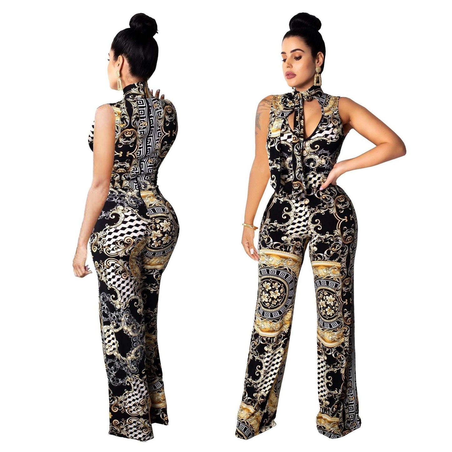Abstract Print Sleeveless Women's Jumpsuit GlamzLife