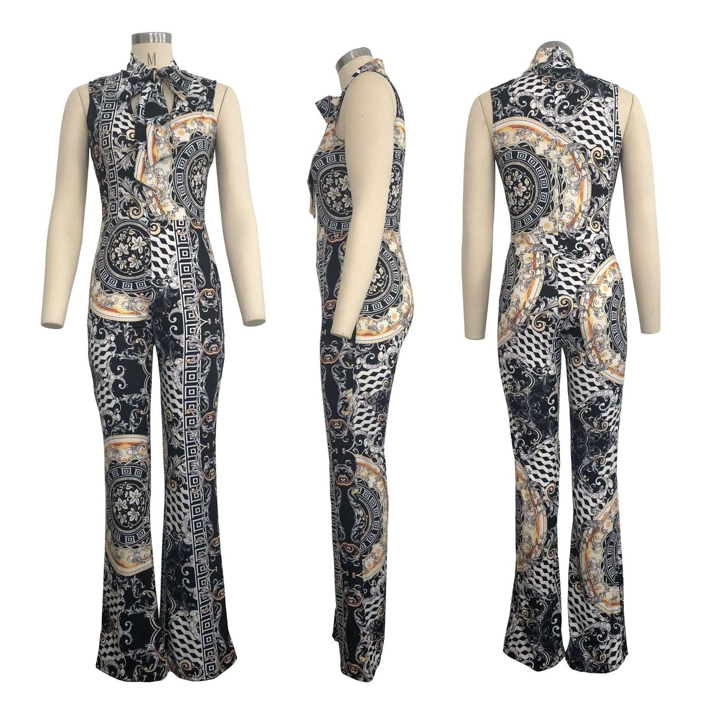 Abstract Print Sleeveless Women's Jumpsuit | GlamzLife