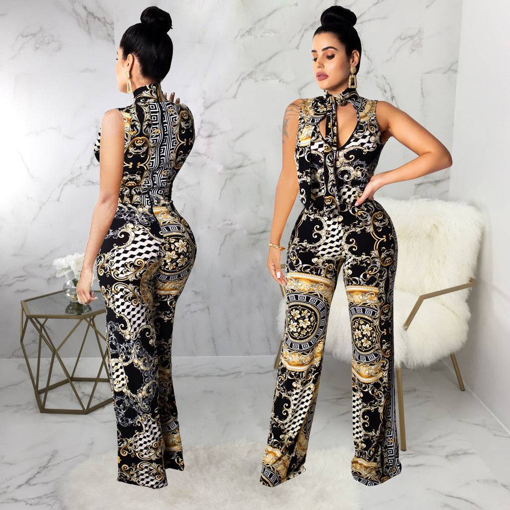 Abstract Print Sleeveless Women's Jumpsuit | GlamzLife