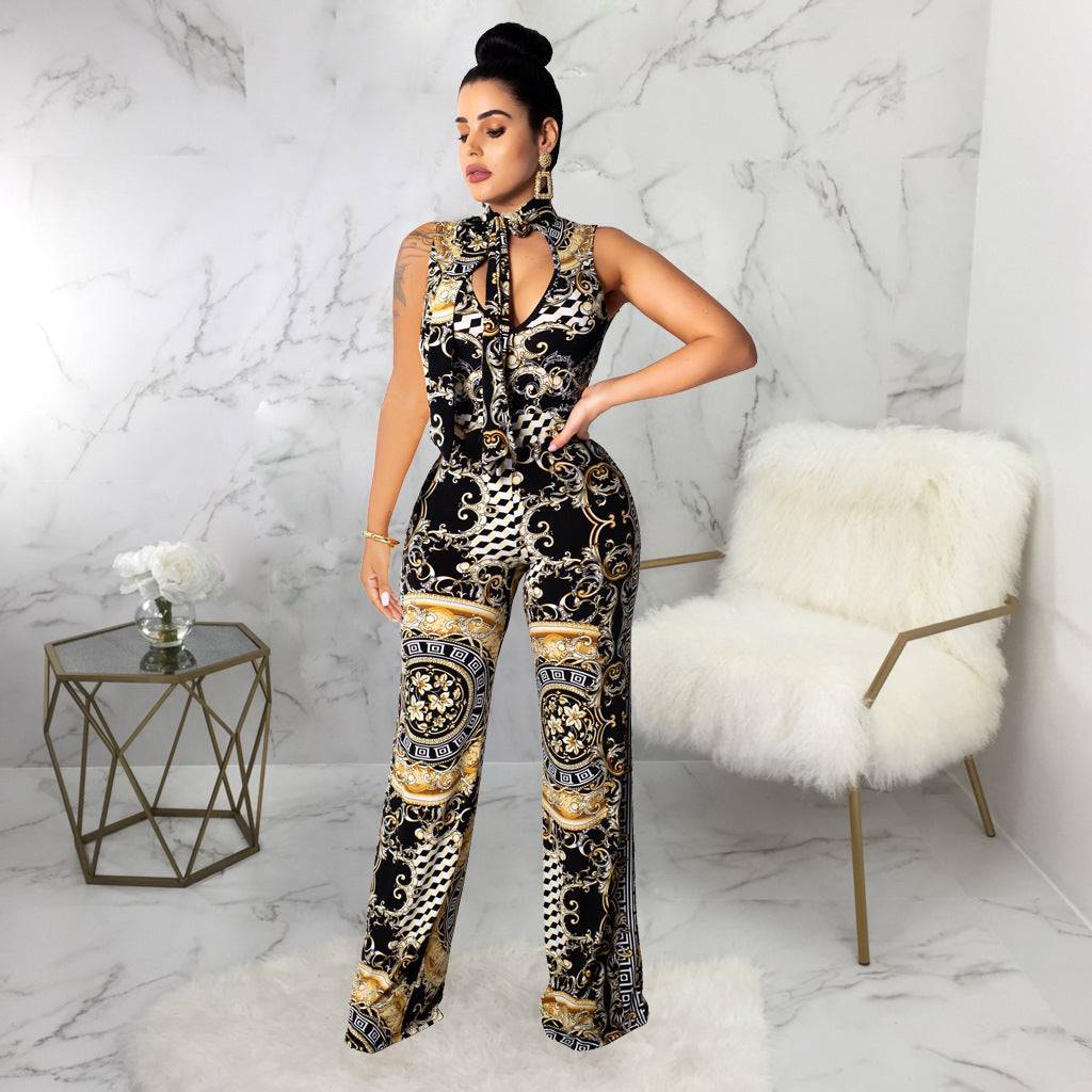 Abstract Print Sleeveless Women's Jumpsuit GlamzLife
