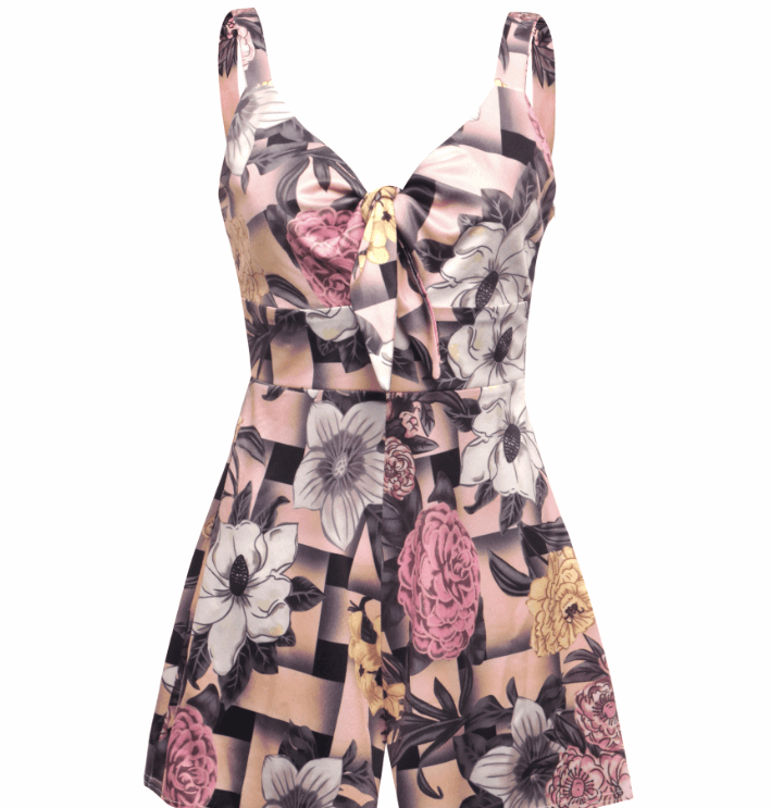 Abstract Print Trendy Short Jumpsuit | GlamzLife