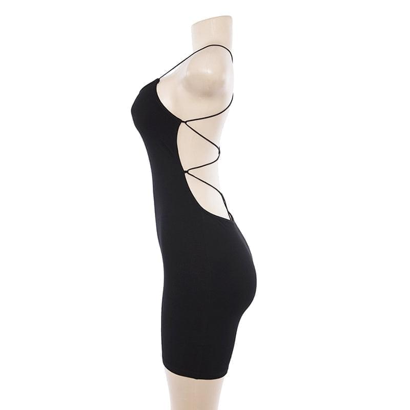 Backless Solid Black Mini Dress | | GlamzLife