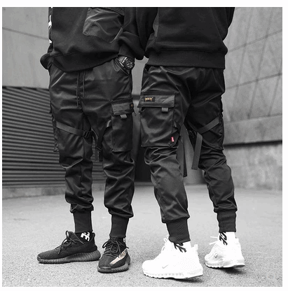 Black Casual Hip Hop Cargo Pants GlamzLife