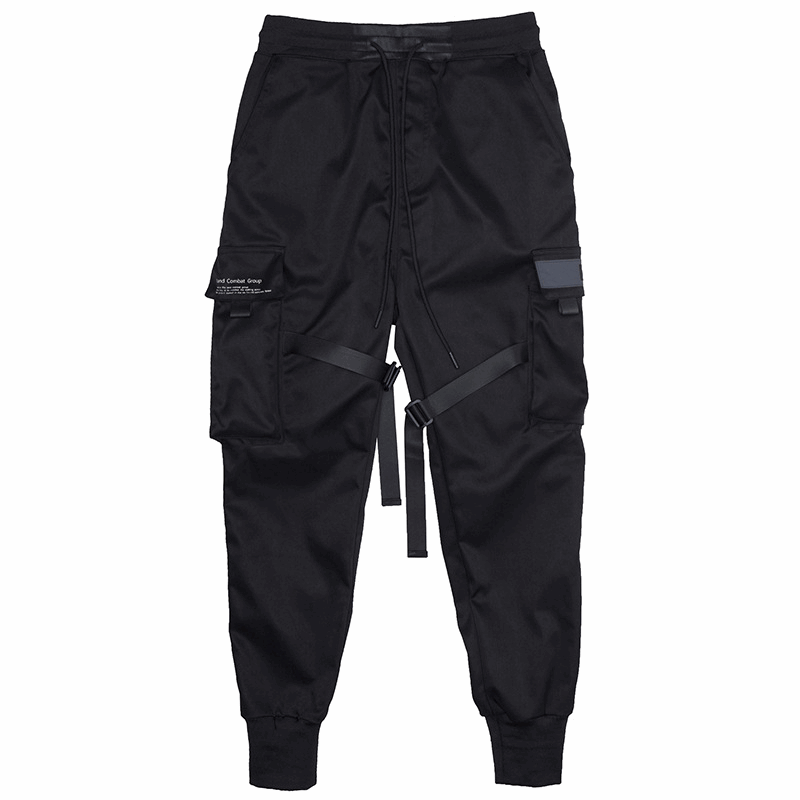Black Casual Hip Hop Cargo Pants GlamzLife