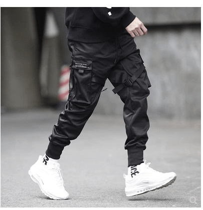 Black Casual Hip Hop Cargo Pants GlamzLife