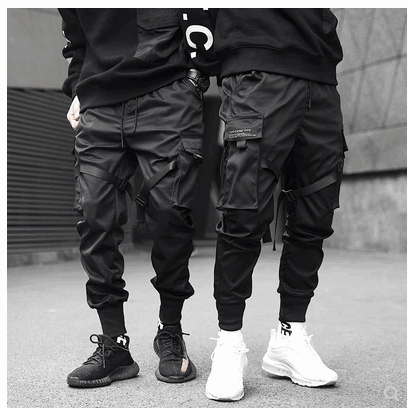 Black Casual Hip Hop Cargo Pants GlamzLife