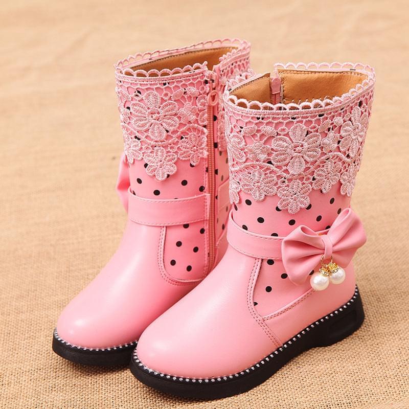 Bowknot Pendant Girl's Leather Boots | GlamzLife