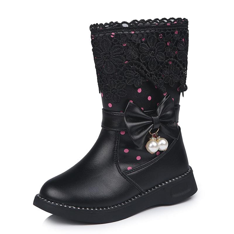 Bowknot Pendant Girl's Leather Boots | GlamzLife