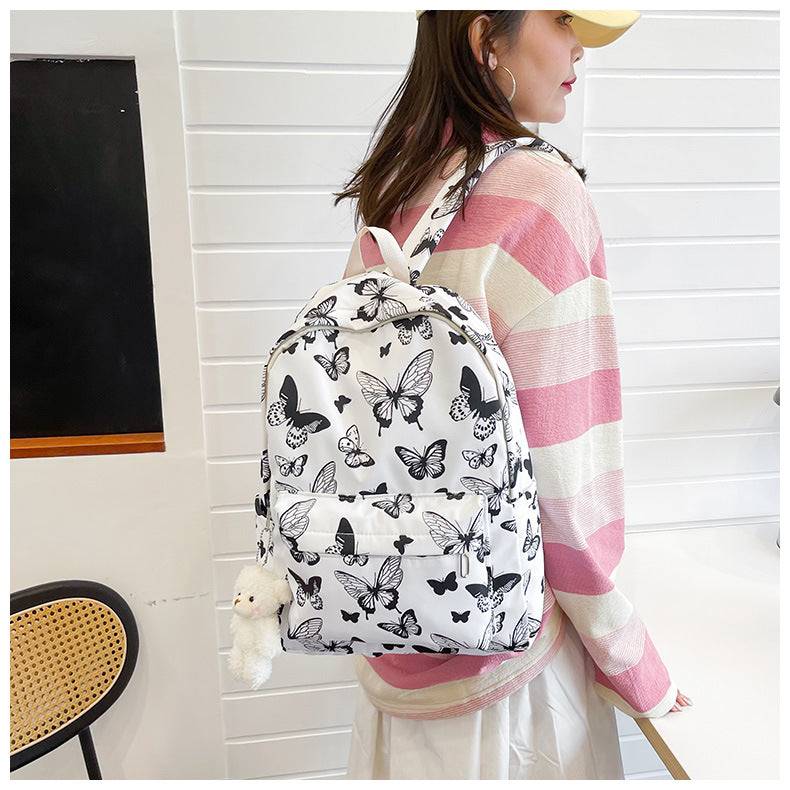 Butterfly Pattern Korean High School Student Backpack Women Without Pendant | GlamzLife