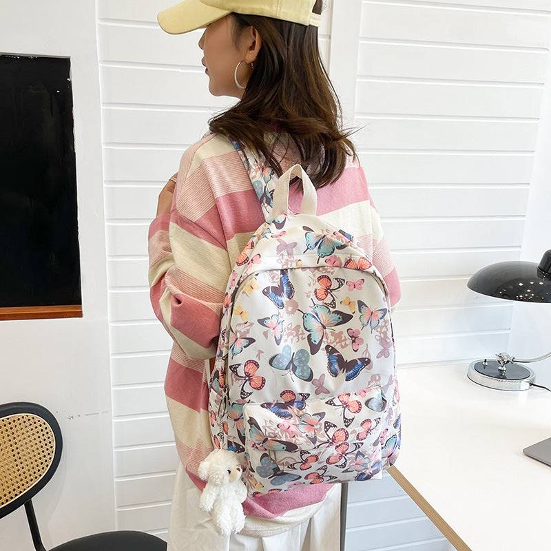 Butterfly Pattern Korean High School Student Backpack Women Without Pendant | GlamzLife