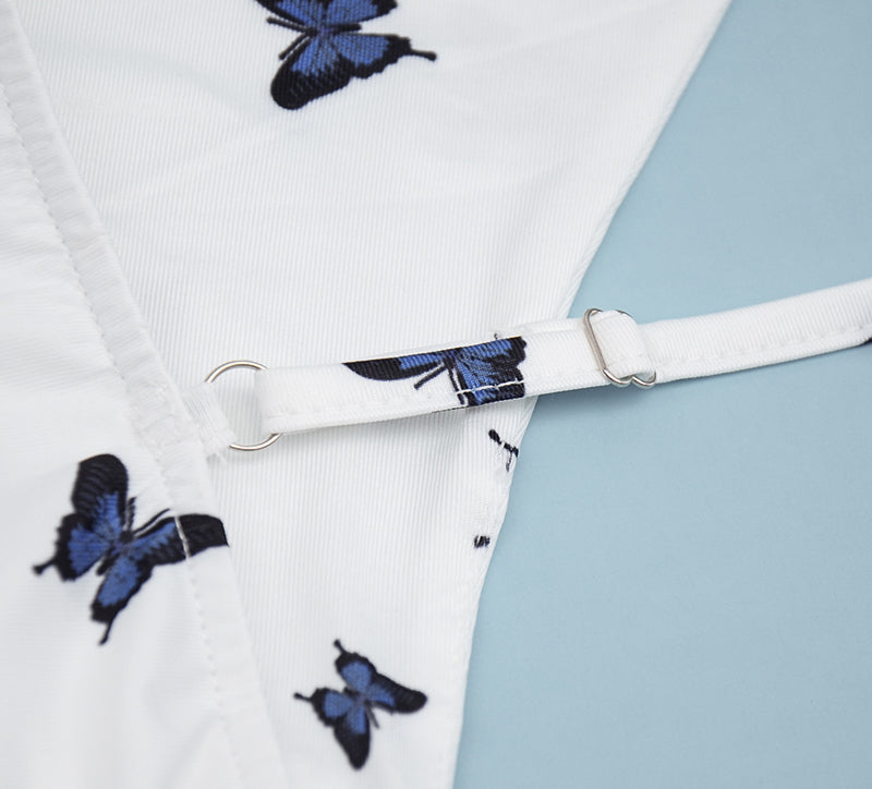Butterfly Print Slim Suspender Dress | | GlamzLife