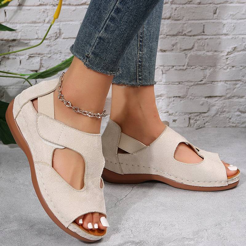 Casual Sandals Summer Shoes For Women Low Heels Velcro Shoes | GlamzLife