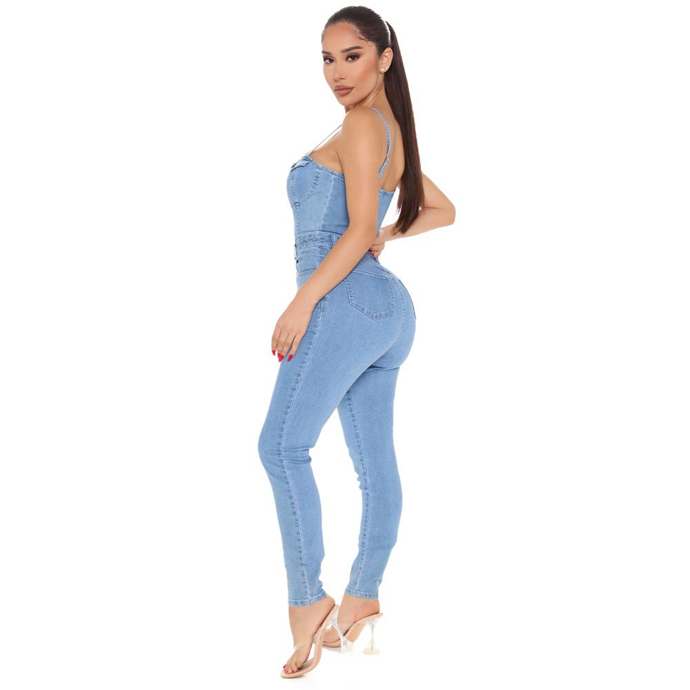 Casual Women's High Waist Trendy Denim Jumpsuit GlamzLife