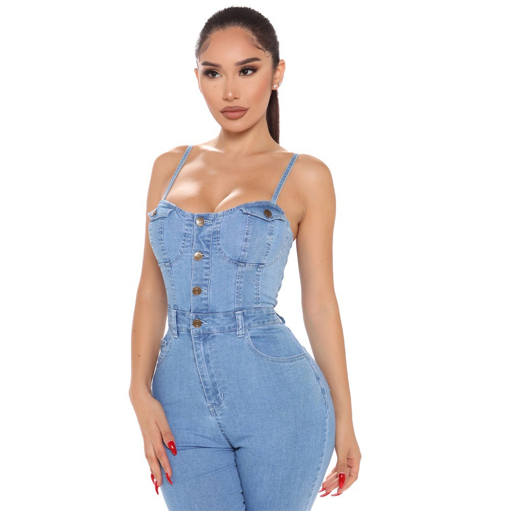 Casual Women's High Waist Trendy Denim Jumpsuit GlamzLife