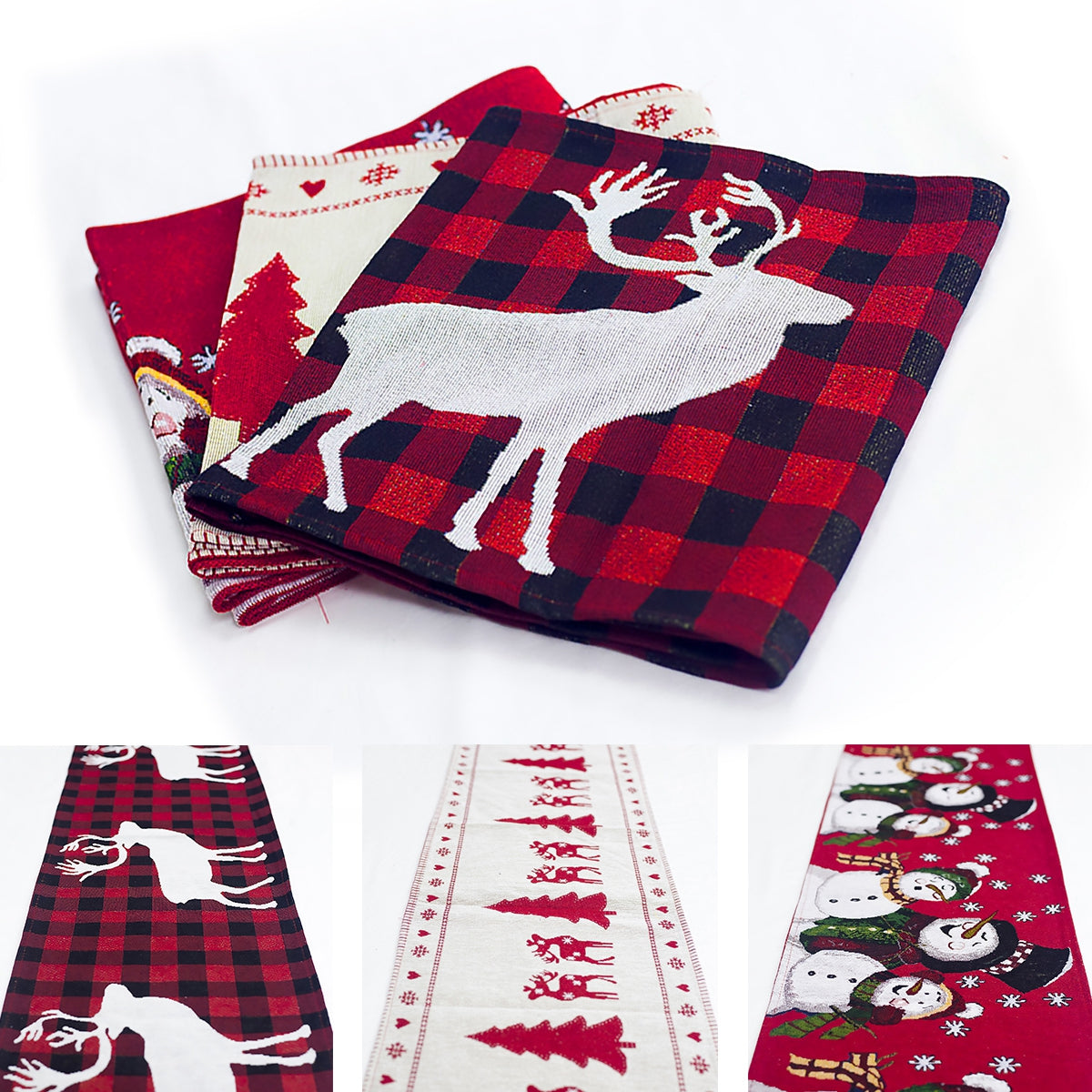 Christmas Elk Snowman Print Table Runner | GlamzLife