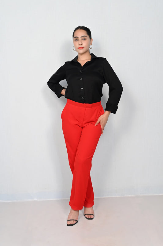 Classic Black Shirt & Red Trouser | GlamzLife