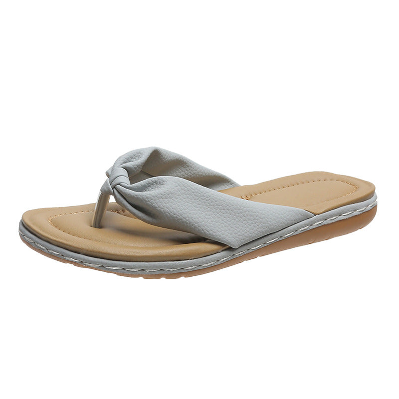 Clip Toe Bow Slippers Summer Flat Beach Shoes Flip Flops Sandals For Women | GlamzLife