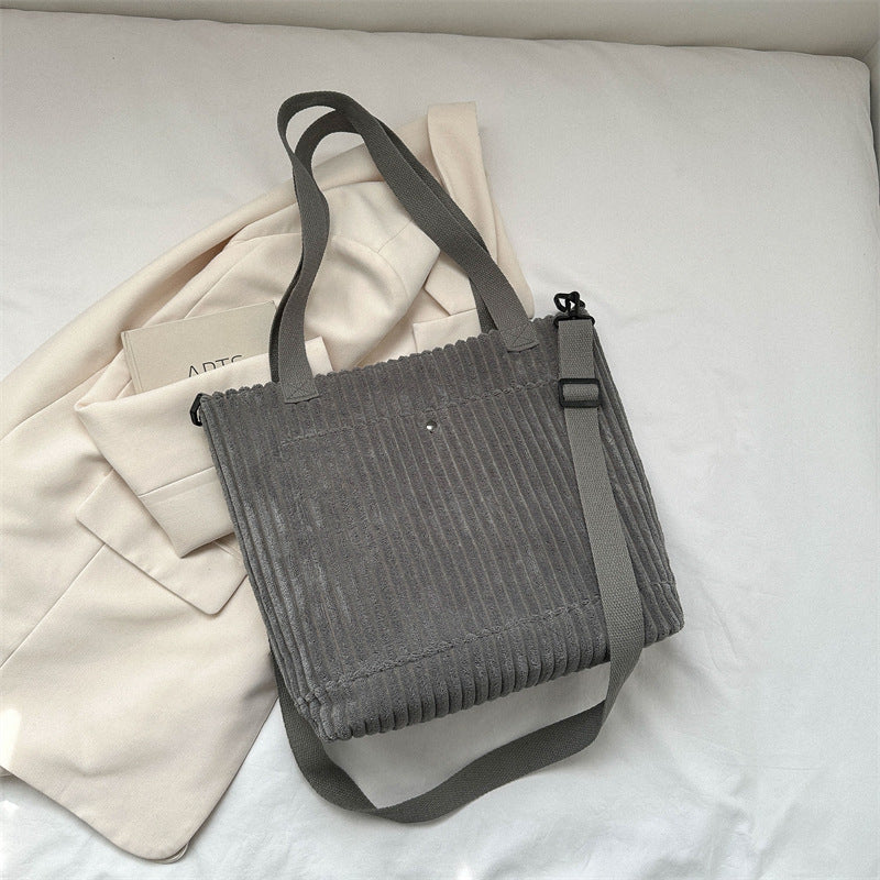 Corduroy Large Capacity Handbag | GlamzLife