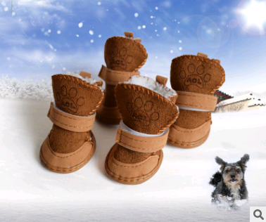 Dog Shoes Pet Shoes Lambskin Snow Shoes Cotton Shoes Khaki | GlamzLife