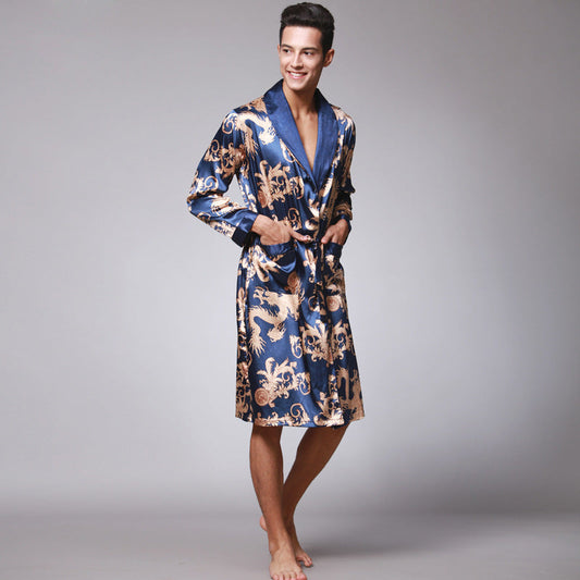 Dragon Print Silk Robe For Men's | GlamzLife