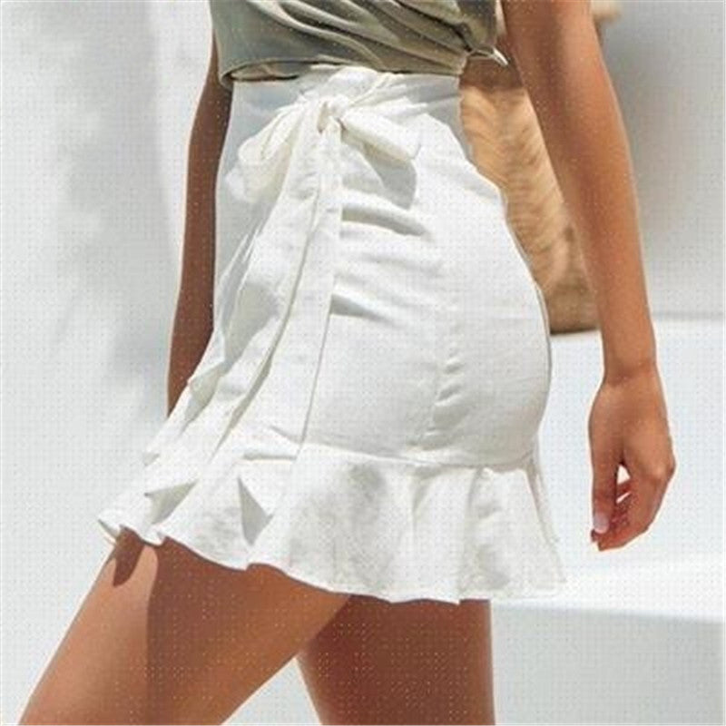 Elegant High Waist Short Skirt | White | GlamzLife