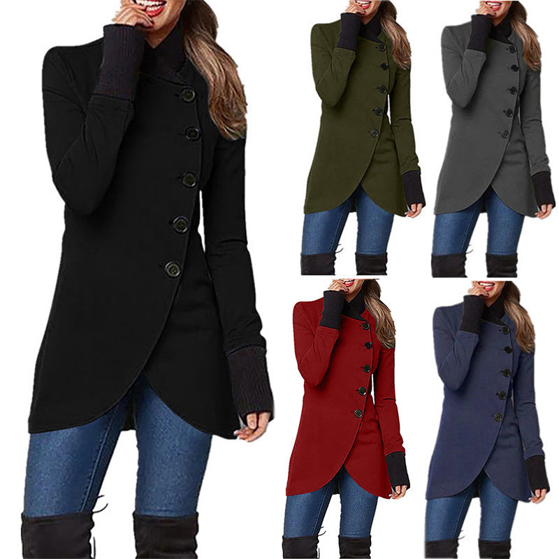 Fashionable Hem Slit Long Sleeved Jacket GlamzLife