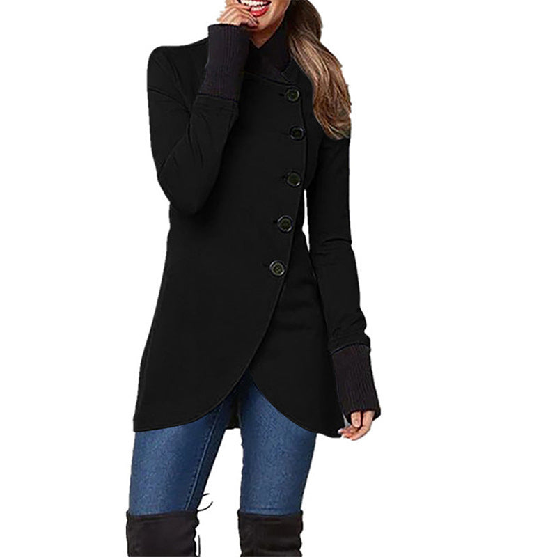 Fashionable Hem Slit Long Sleeved Jacket GlamzLife