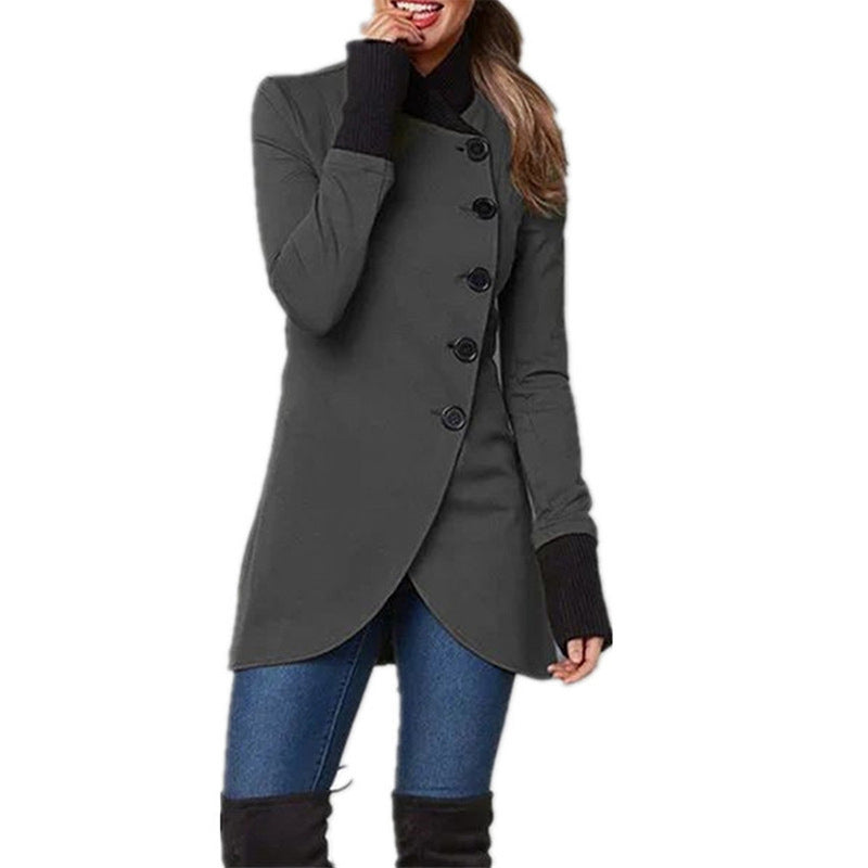 Fashionable Hem Slit Long Sleeved Jacket | GlamzLife