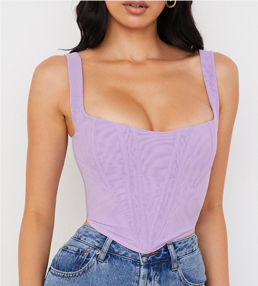 Fish Bone Square Neck Sling Crop Top GlamzLife