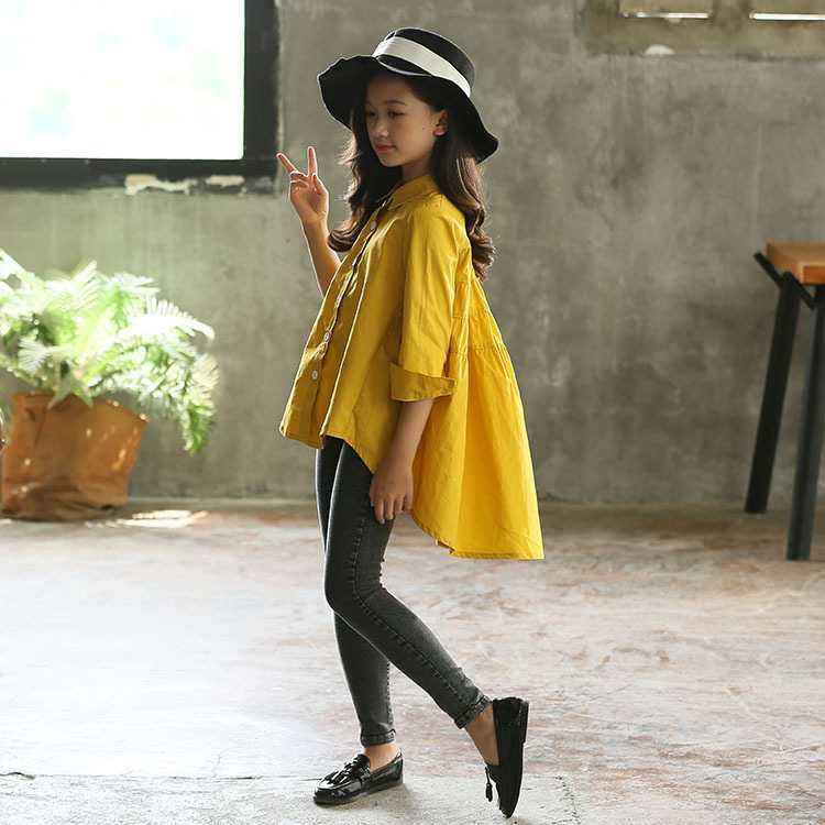 Girl's Solid Color Loose Fashionable Shirt | GlamzLife
