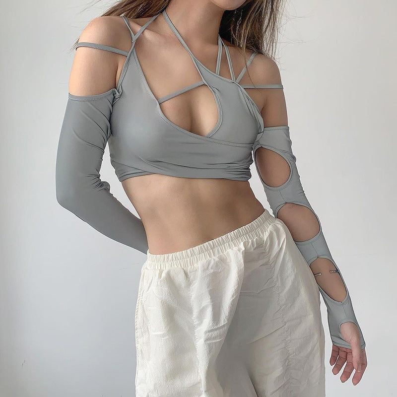 Halter Neck Strapless Halter Sleeves Crop Top GlamzLife