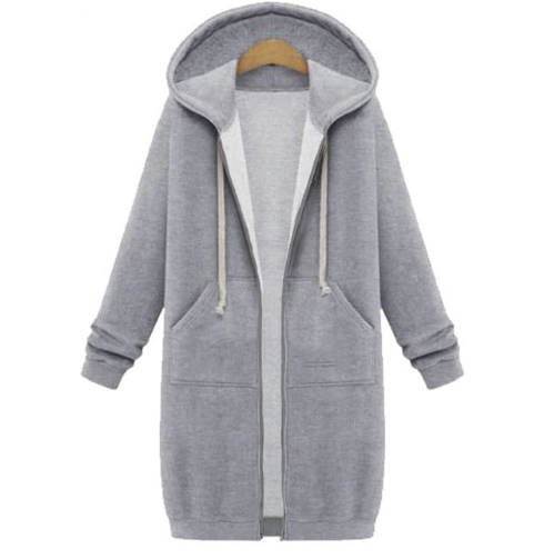 Hooded Long Sleeved Women's Jacket | Grey | GlamzLife