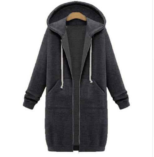 Hooded Long Sleeved Women's Jacket | Dark Grey | GlamzLife