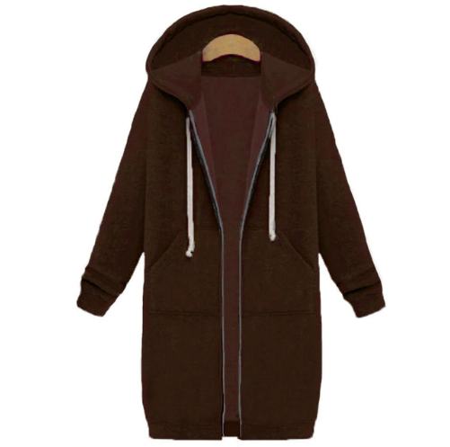 Hooded Long Sleeved Women's Jacket | Coffee | GlamzLife