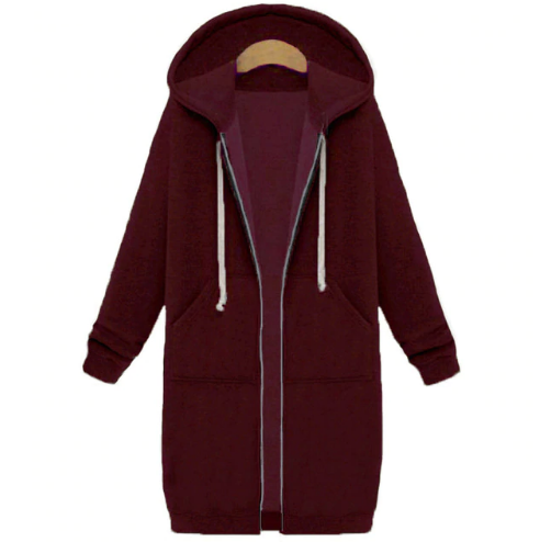 Hooded Long Sleeved Women's Jacket | Wine Red | GlamzLife
