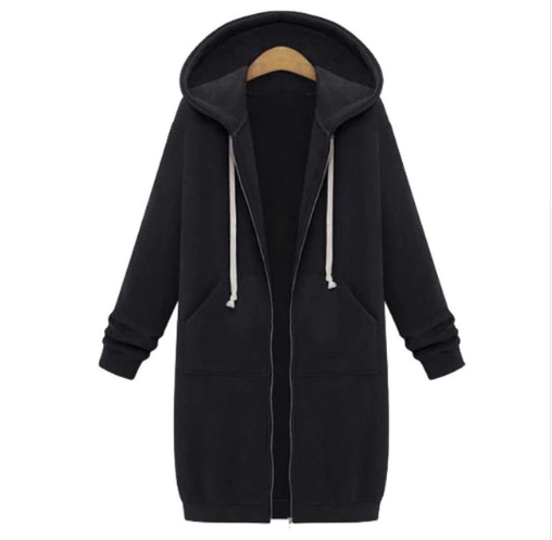 Hooded Long Sleeved Women's Jacket | Black | GlamzLife