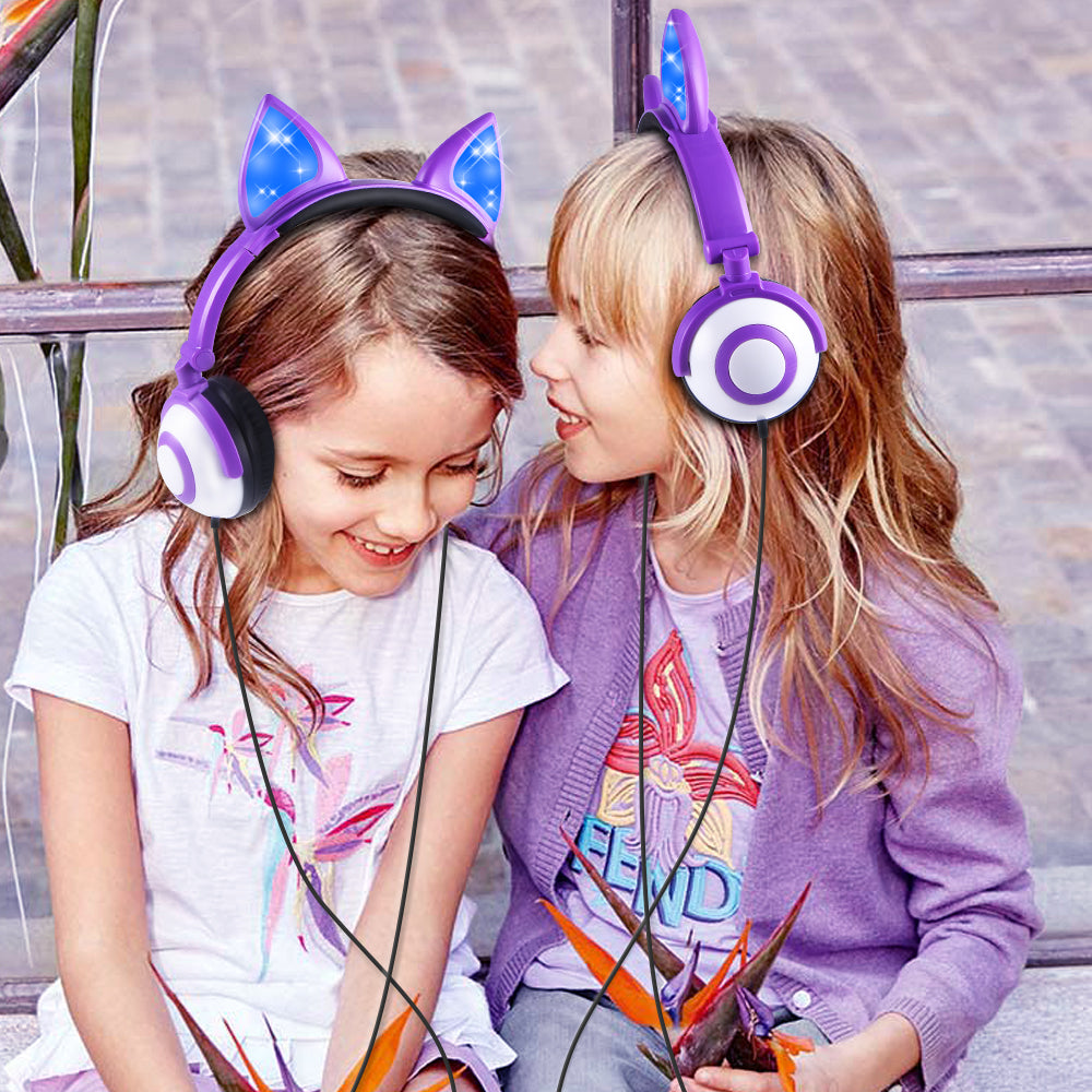 LED flashing cat ear headphones GlamzLife