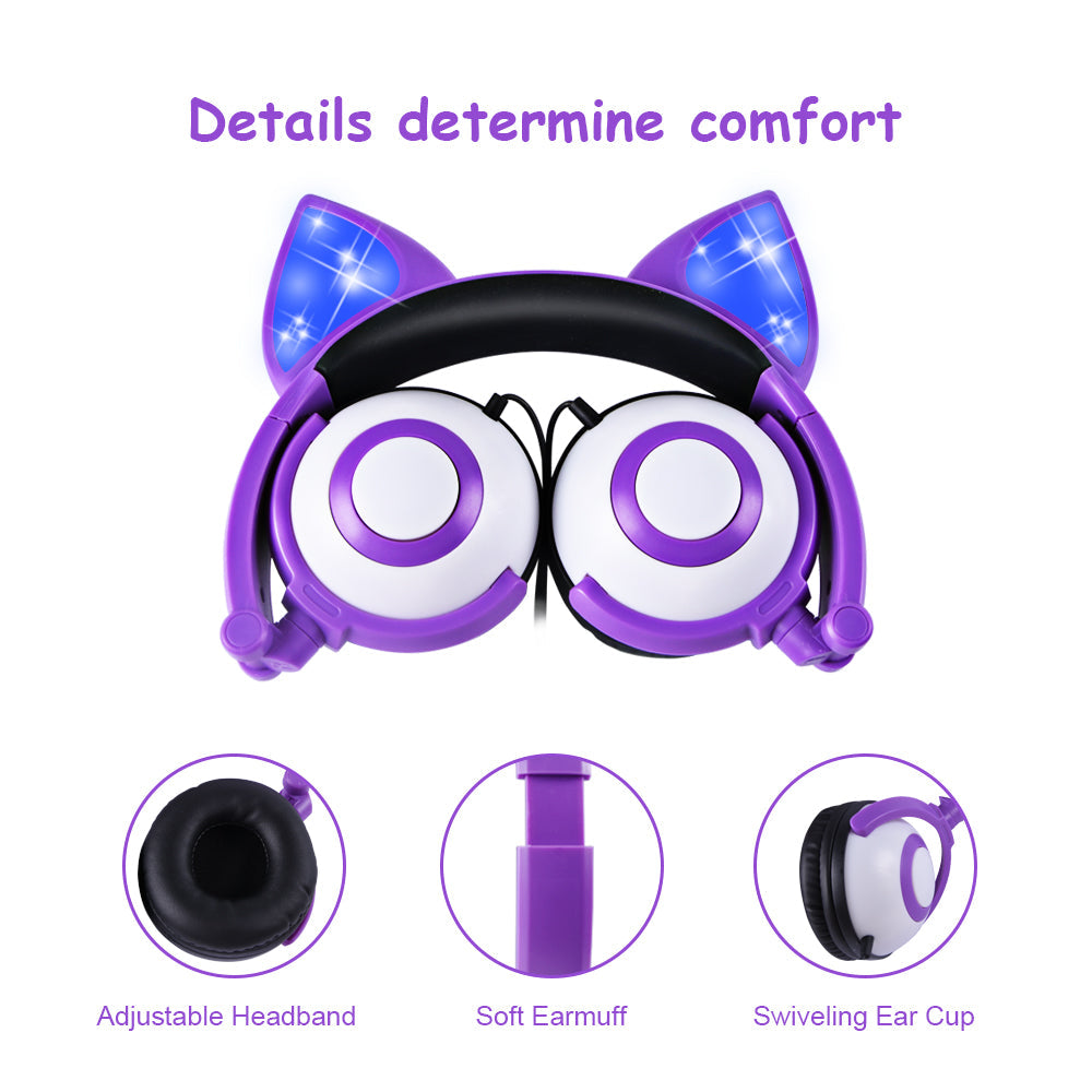 LED flashing cat ear headphones GlamzLife